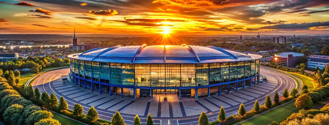 Arena Auf Schalke Silhouette Photography: Dramatic Stadium Sunset, Gelsenkirchen Germany