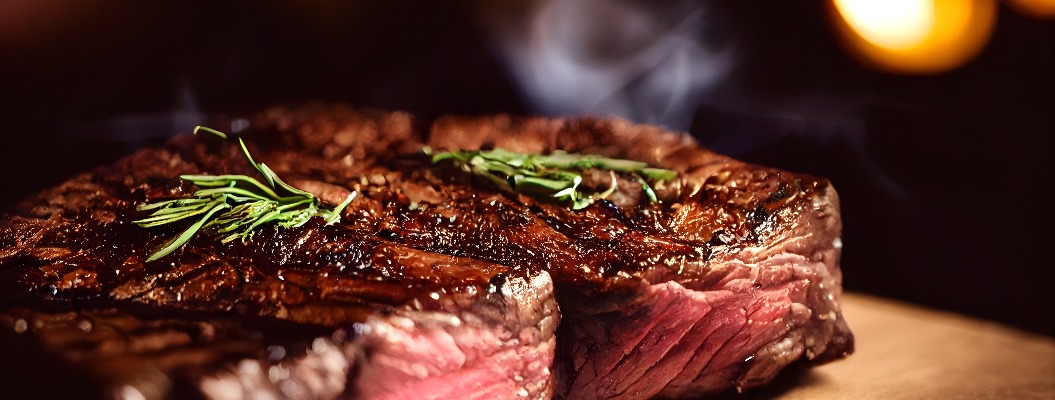 Grilled gourmet perfect Steak , close up, bokeh