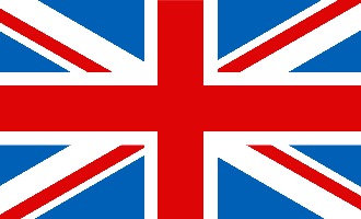 Britische Flagge mit kräftigen Rot-, Weiß- und Blautönen sowie markanten Kreuzlinien